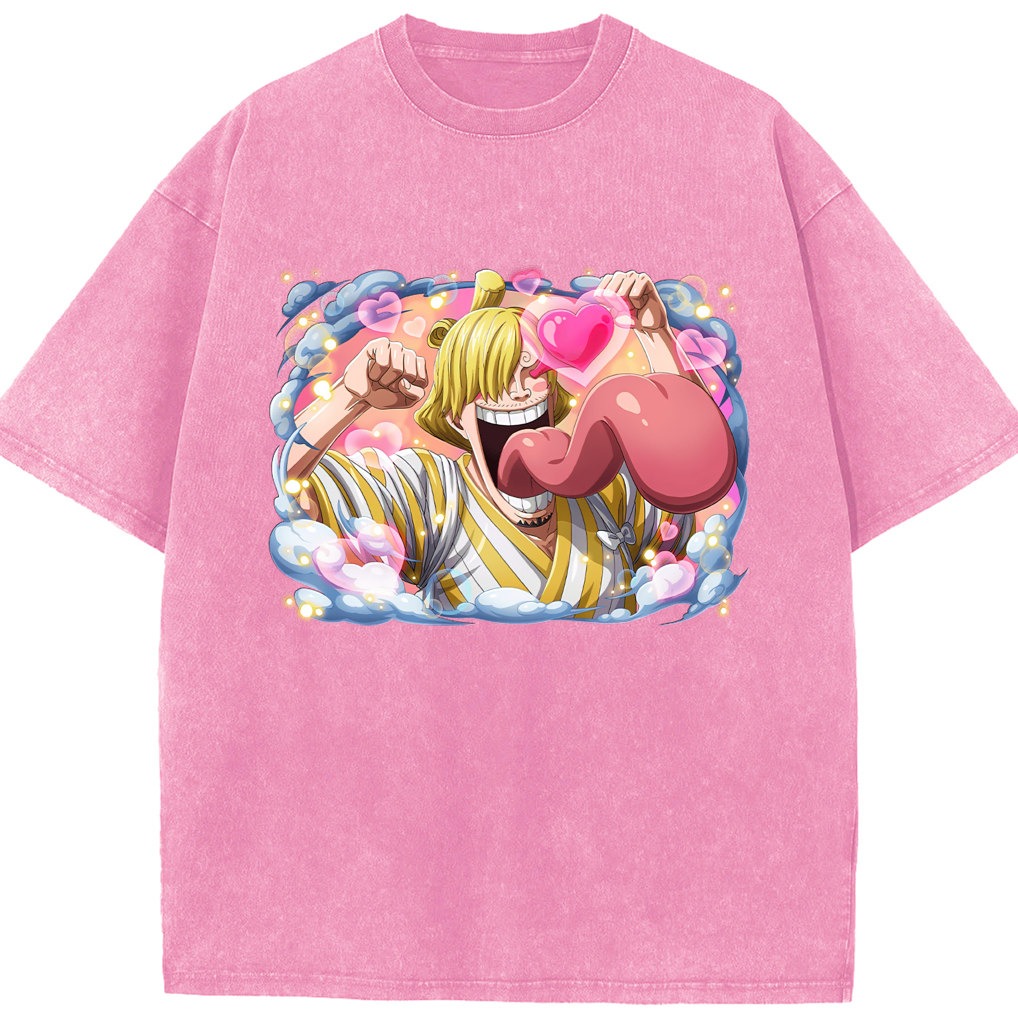 （画像用） ワンピース サンジ ONE PIECE Sanji 綿100% ヴィンテージ風 半袖Tシャツ（フロントプリント）